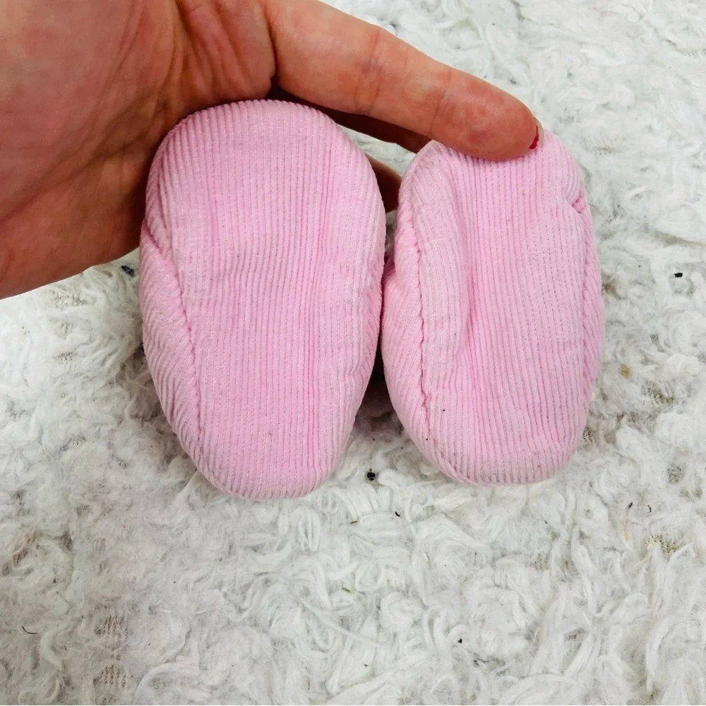 Pink corduroy Baby floral Booties size 0-6 months